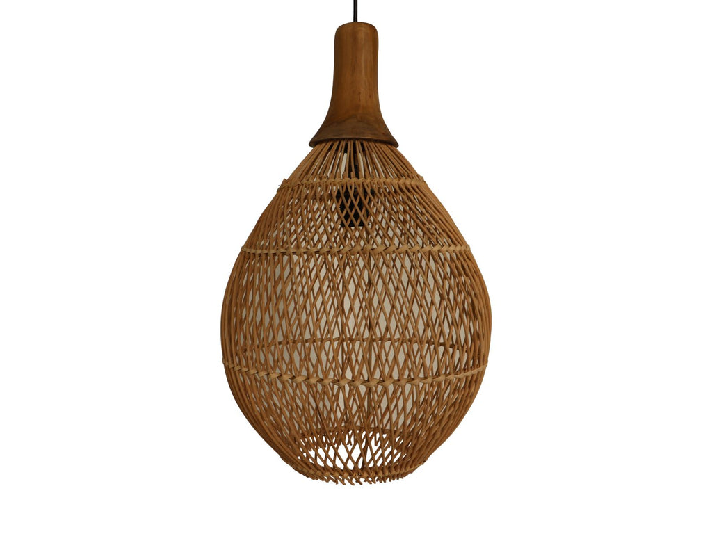 Hängelampe Rotan - 34x34x58 - Natur - Rotan/Teak