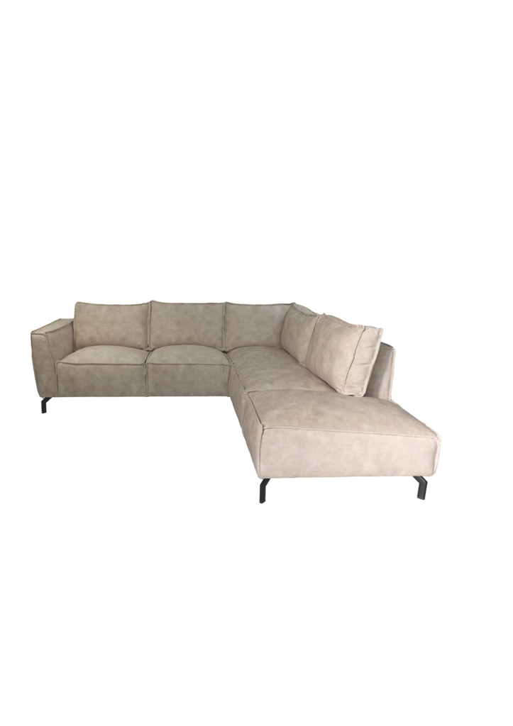 Ecksofa Rechts 2,5-Sitzer Morgan - 261x248x88 - Adore 01 Naturel - Samt/Metall