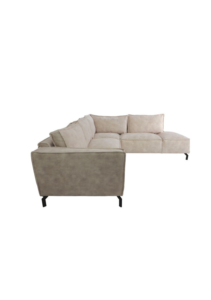 Ecksofa Rechts 2,5-Sitzer Morgan - 261x248x88 - Adore 01 Naturel - Samt/Metall