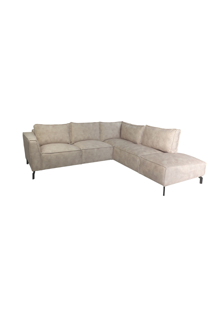 Ecksofa Rechts 2,5-Sitzer Morgan - 261x248x88 - Adore 01 Naturel - Samt/Metall