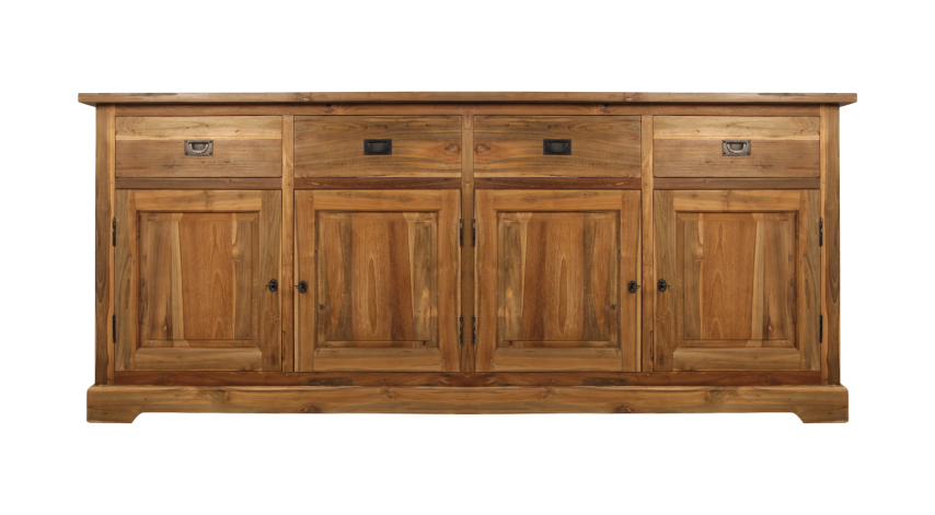 HSM Kollektion-Sideboard 4 Tür 4 Schublade-200x55x85-Natur-Teak