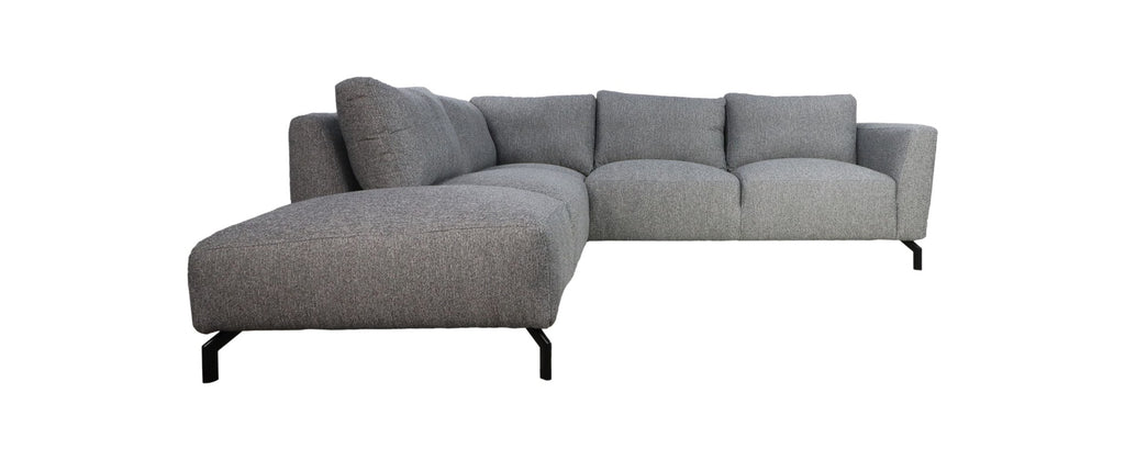 HSM Collection-Sofa Loungebank Links Stockton-248x261x88-Grau/Schwarz-Stoff/Metall