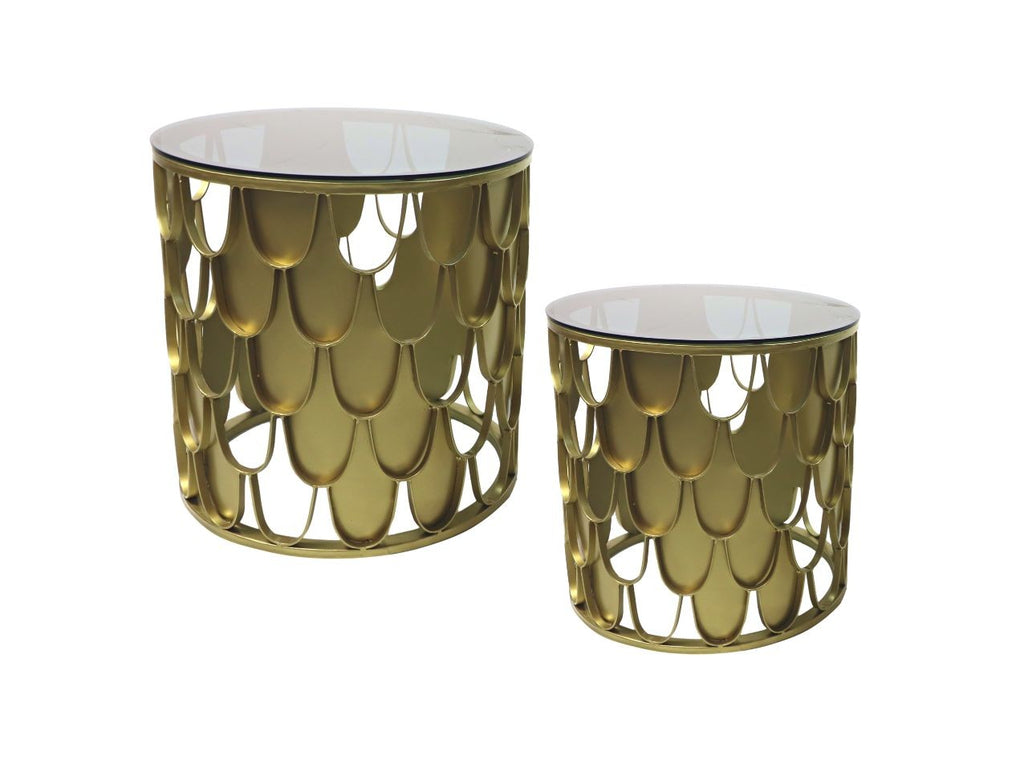 HSM Collection - Runde Beistelltisch - ø45x45/ø35x35 - Gold - Metall/Glas