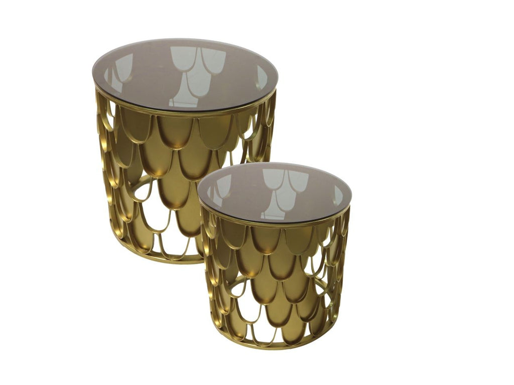 HSM Collection - Runde Beistelltisch - ø45x45/ø35x35 - Gold - Metall/Glas