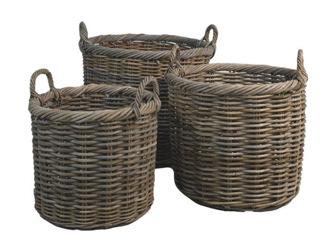 HSM Collection-Runde Korbset S/3-ø53x53 / ø49x49 / ø45x45-Grau-Koboo