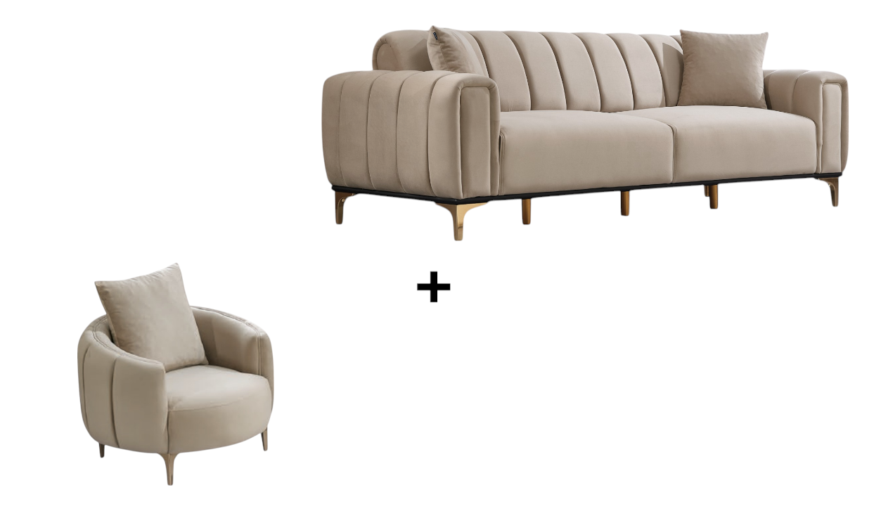 Barcelona Sofa Handarbeit Massivholz Hochwertiger Stoff