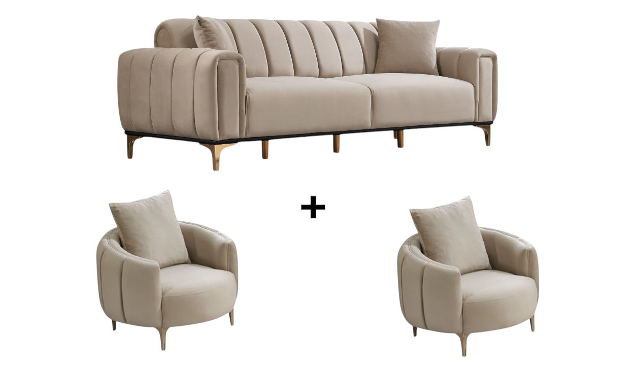 Barcelona Sofa Handarbeit Massivholz Hochwertiger Stoff