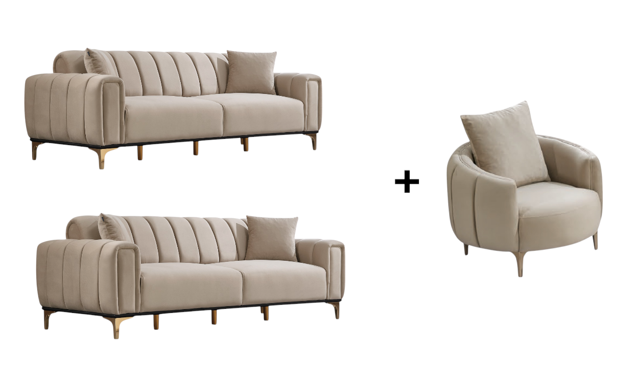 Barcelona Sofa Handarbeit Massivholz Hochwertiger Stoff