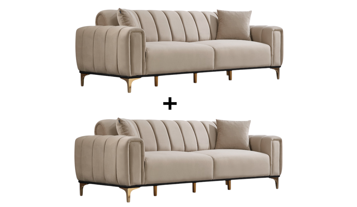 Barcelona Sofa Handarbeit Massivholz Hochwertiger Stoff