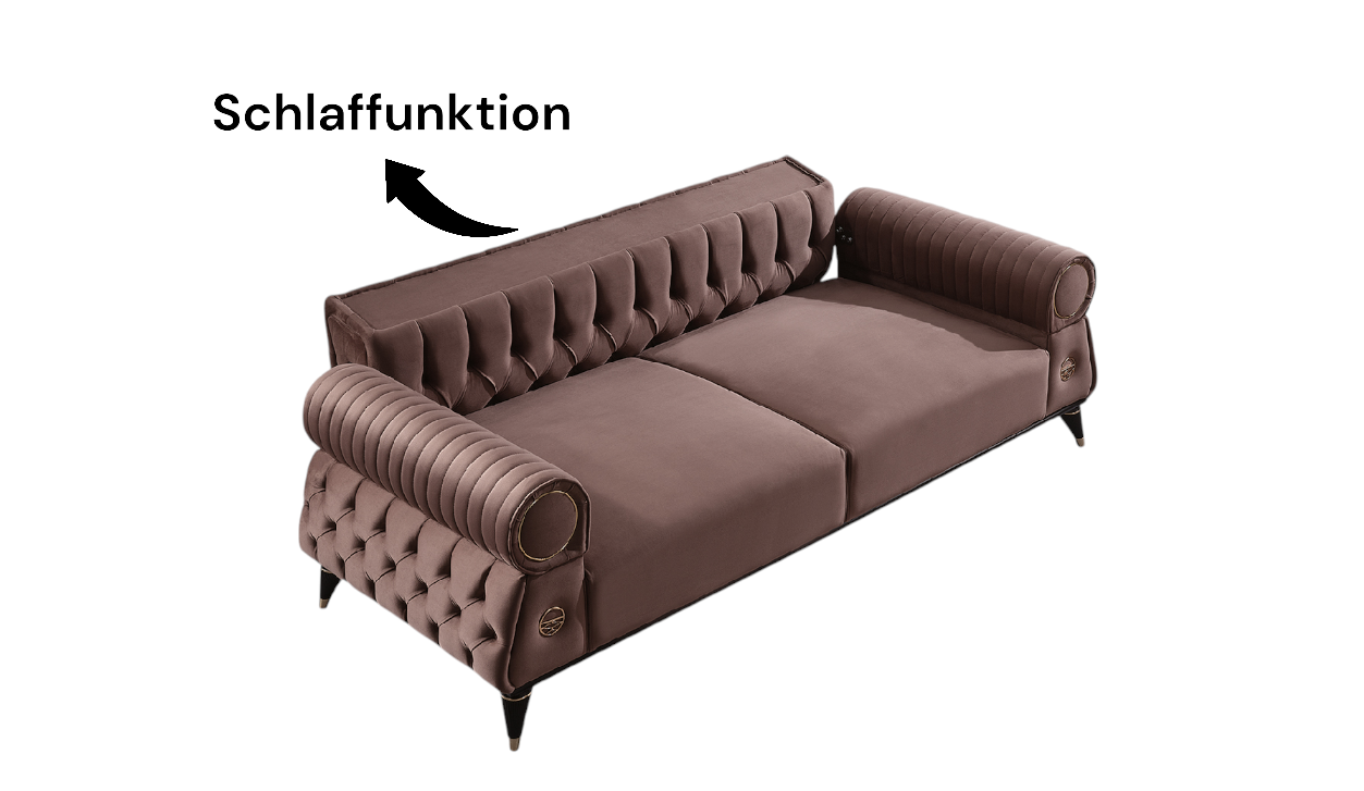 BERLA Sofa Handarbeit Massivholz Hochwertiger Stoff