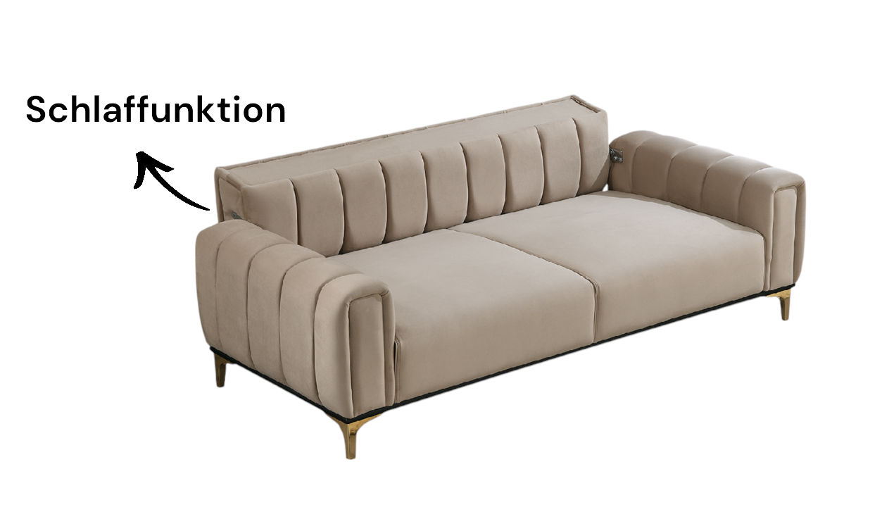 Barcelona Sofa Handarbeit Massivholz Hochwertiger Stoff