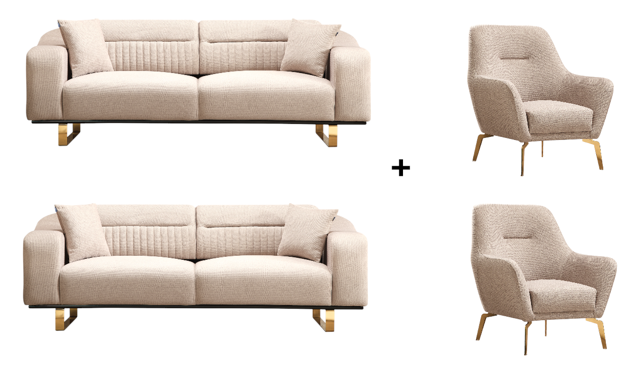 Neapel Sofa Handarbeit Massivholz Hochwertiger Stoff