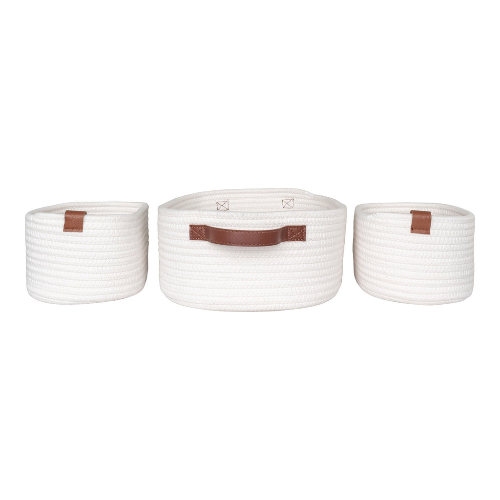 Jarana Körbe - Körbe aus Baumwolle, weiß, Set aus 3