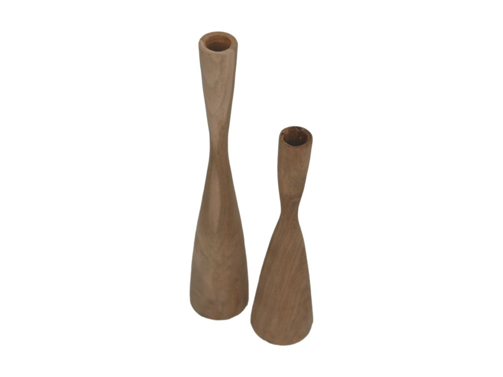 Kerzenhalter-Set aus 2 Stück - ø8X32/ø8X42 - Natur - Teak