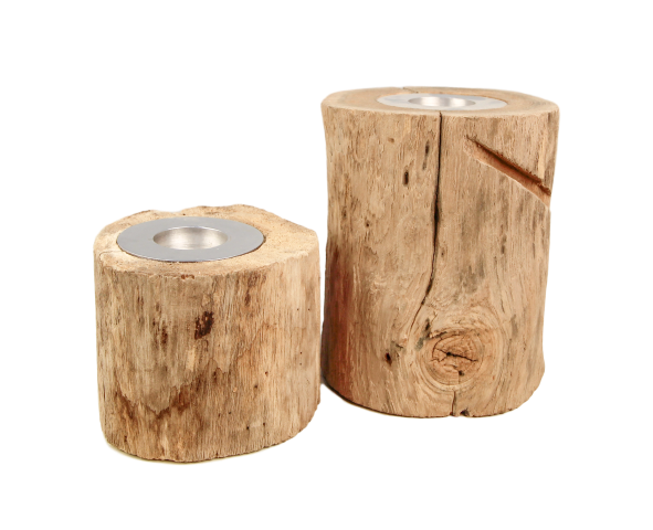 Kerzenhalter klein - ø10 cm - Natur - Altes Teak