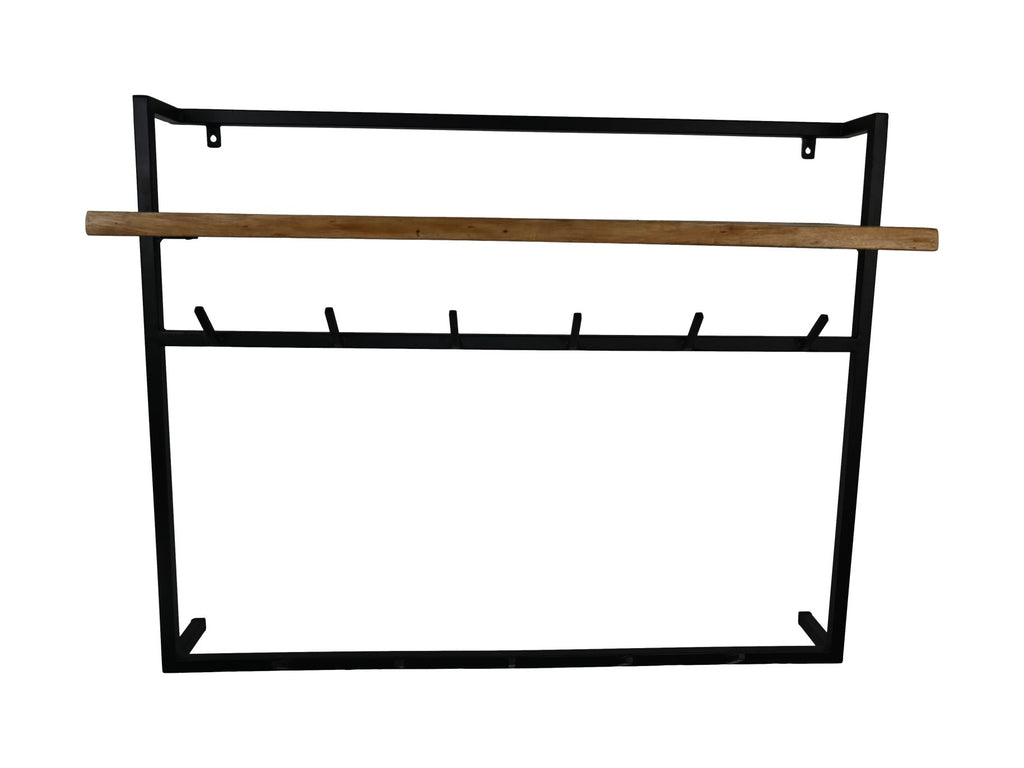 Garderobe - 100x30x80 - Natur/Schwarz - Akazienholz/Metall