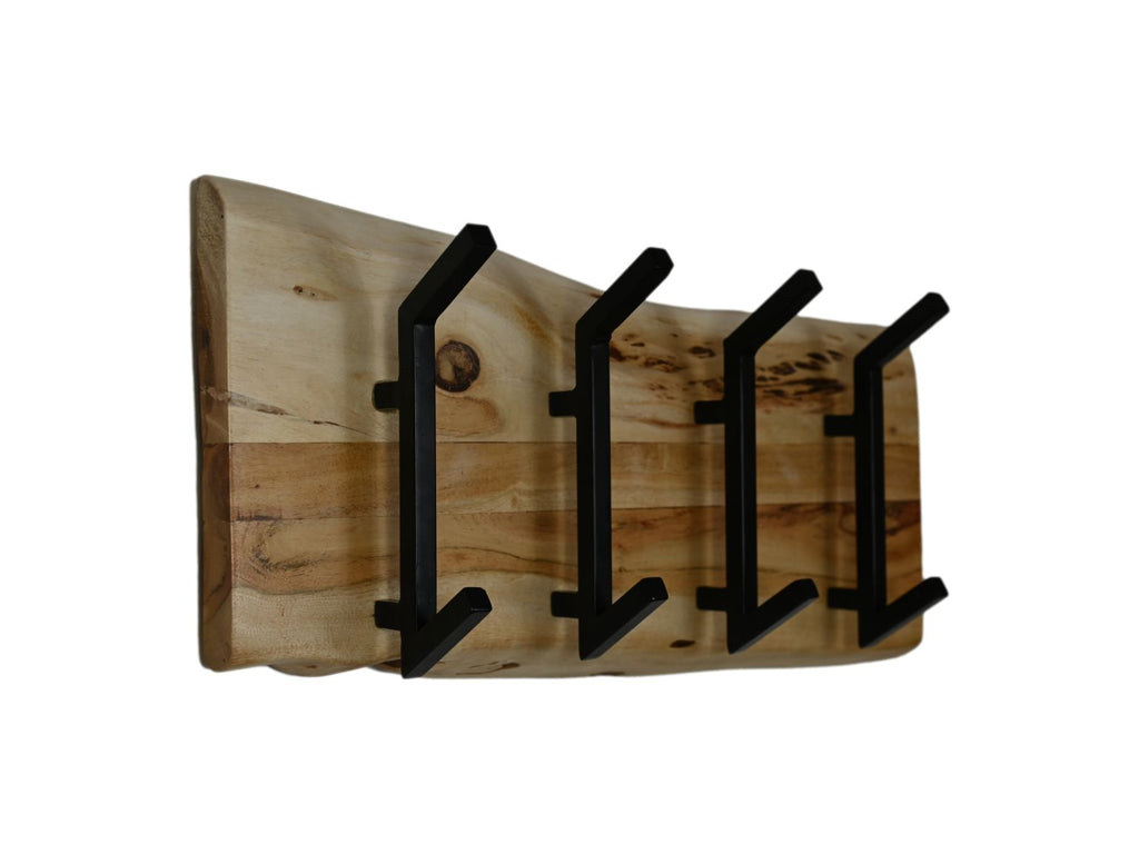 Garderobe Live Edge - 60x13x26 - Natur - Akazienholz/Metall