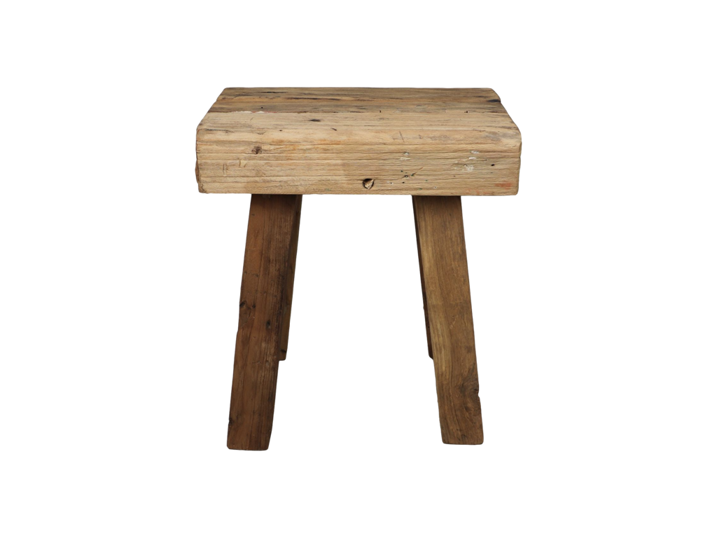 HSM Kollektion - Rustikaler quadratischer Hocker - 40x25x45 - Natur - Teak