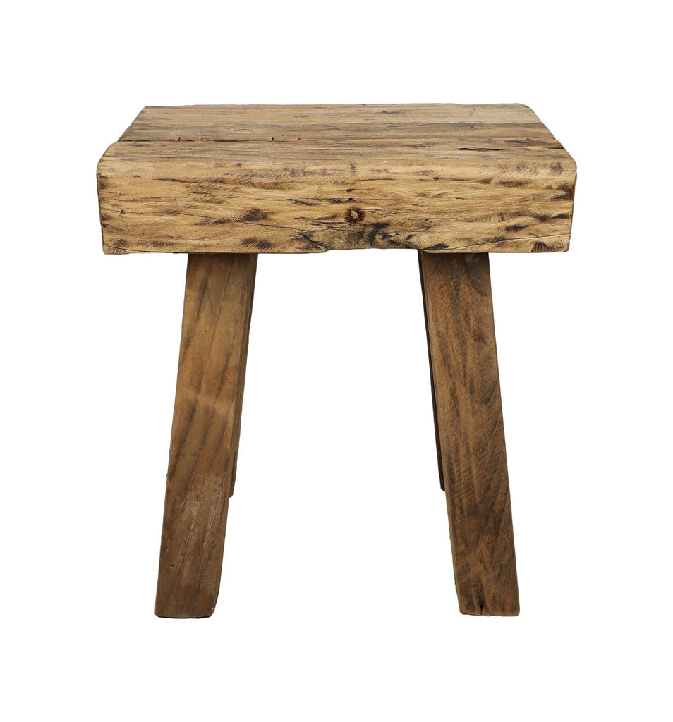 HSM Kollektion - Rustikaler quadratischer Hocker - 40x25x45 - Natur - Teak