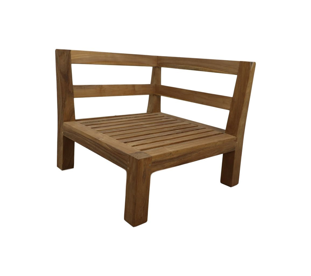 Lounge-Eckmodul mit Kissen Aruba - Teak - Naturgrau