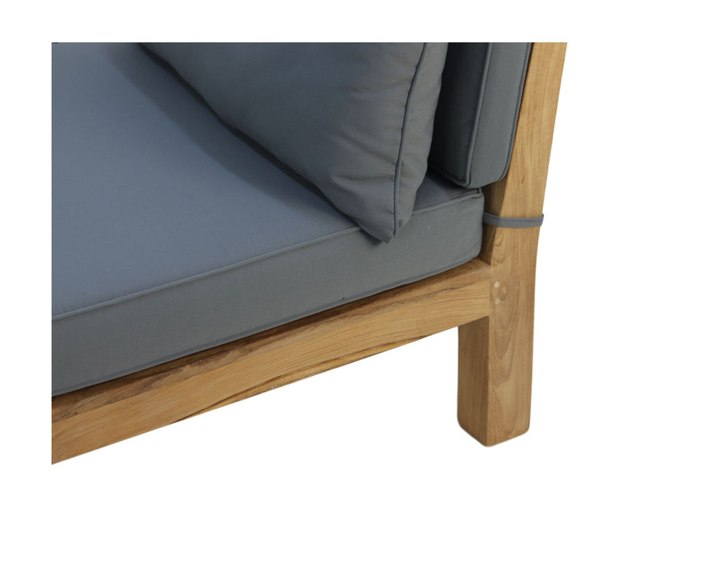 Lounge-Eckmodul mit Kissen Aruba - Teak - Naturgrau