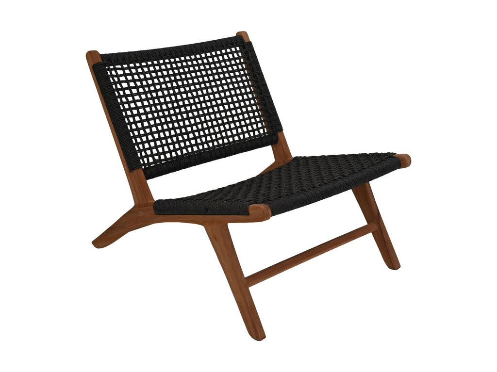 Loungesessel Garten Rio - 66x80x65 - schwarz/natur - Teak/Bananenblatt