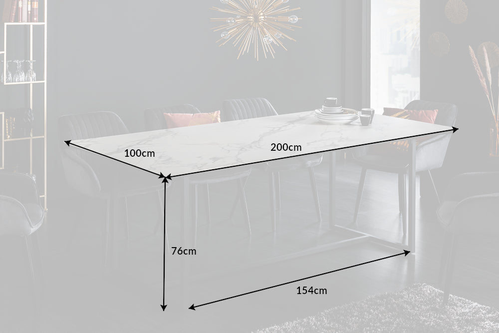 Esstisch Symbiose 200cm Keramik weiá Marmor-Optik