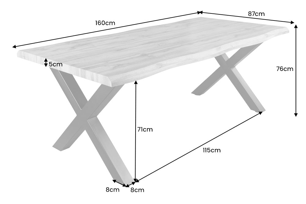 Esstisch Wild 160cm Wildeiche Optik 50mm