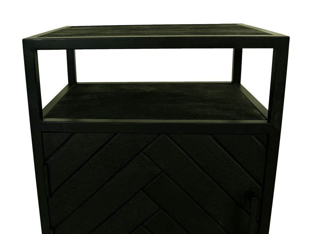 Nachttisch - 45x32x65 - schwarz - Mangoholz/Metall