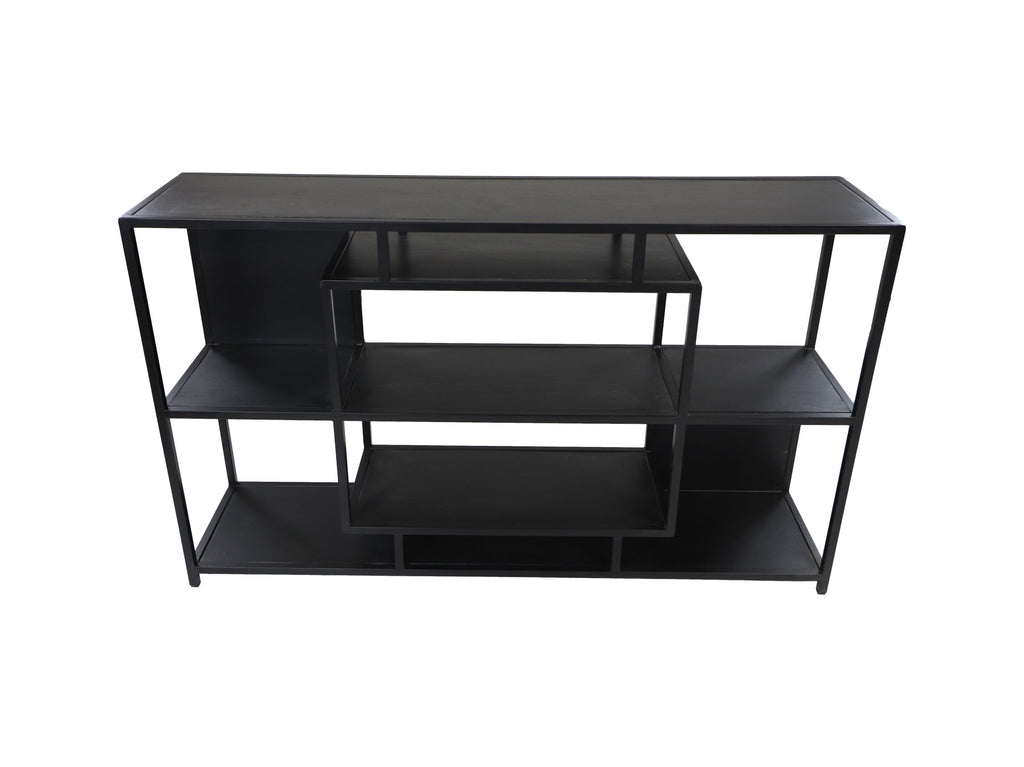 Offenes Fach Sideboard - 150x35x90 - Schwarz - Mangoholz/Eisen