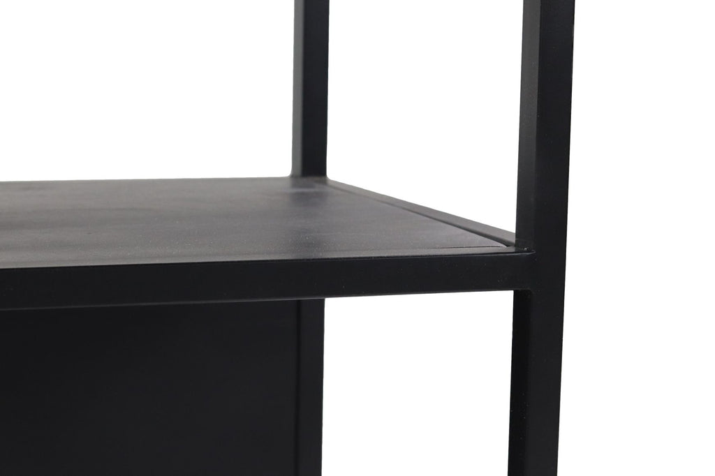 Offenes Fach Sideboard - 150x35x90 - Schwarz - Mangoholz/Eisen