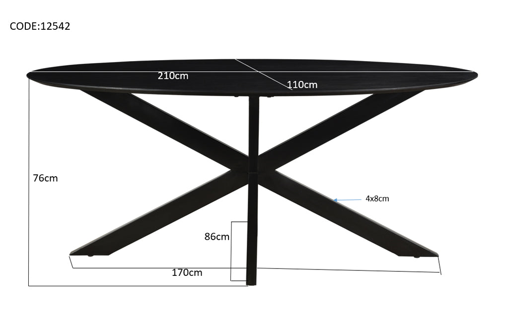 Oslo Schwarz Oval 210 cm