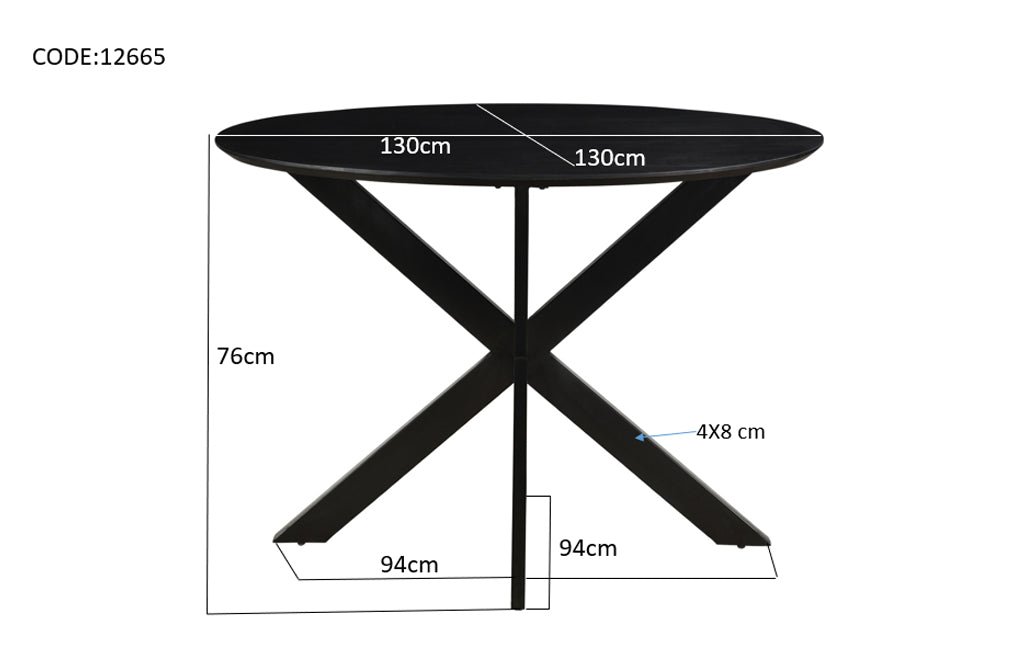 Oslo Schwarz Rund 130 cm