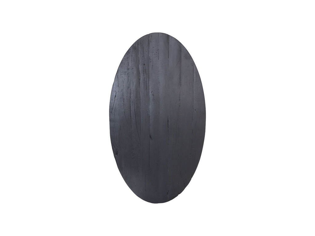 Ovaler Esstisch - 180x100x77 cm - Schwarz - Recyceltes Mangoholz/Metall