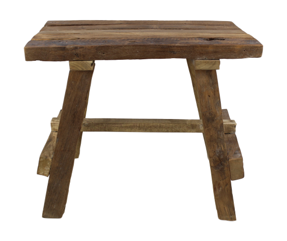 HSM Collection - Rechteckiger Hocker Rustikal - 55x30x47 - Natur - Teak