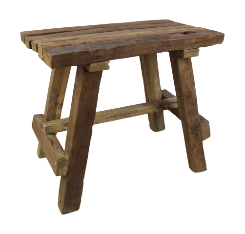 HSM Collection - Rechteckiger Hocker Rustikal - 55x30x47 - Natur - Teak