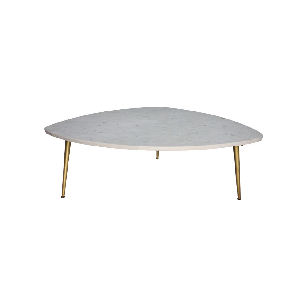 Salontisch Marseille- 90x60x36 - Weiß/Gold - Marmor/Metall