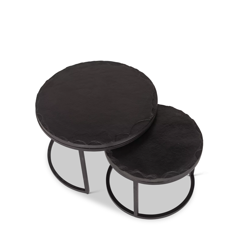 Salontafel-Set Ora | Schwarz Kadappa Stein 60-45 cm