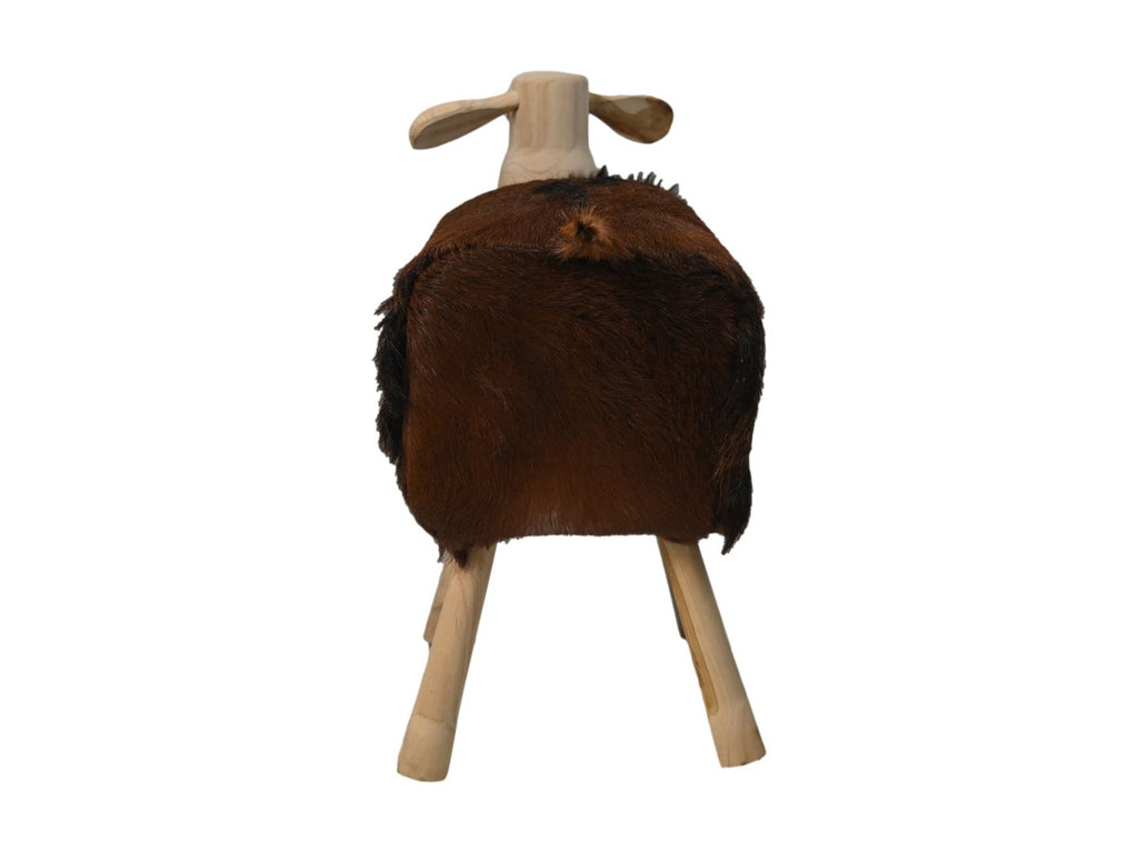 Schaap Shawn groß - 58x34x62 - Weiß/braun/natur - Teak/Ziegenfell