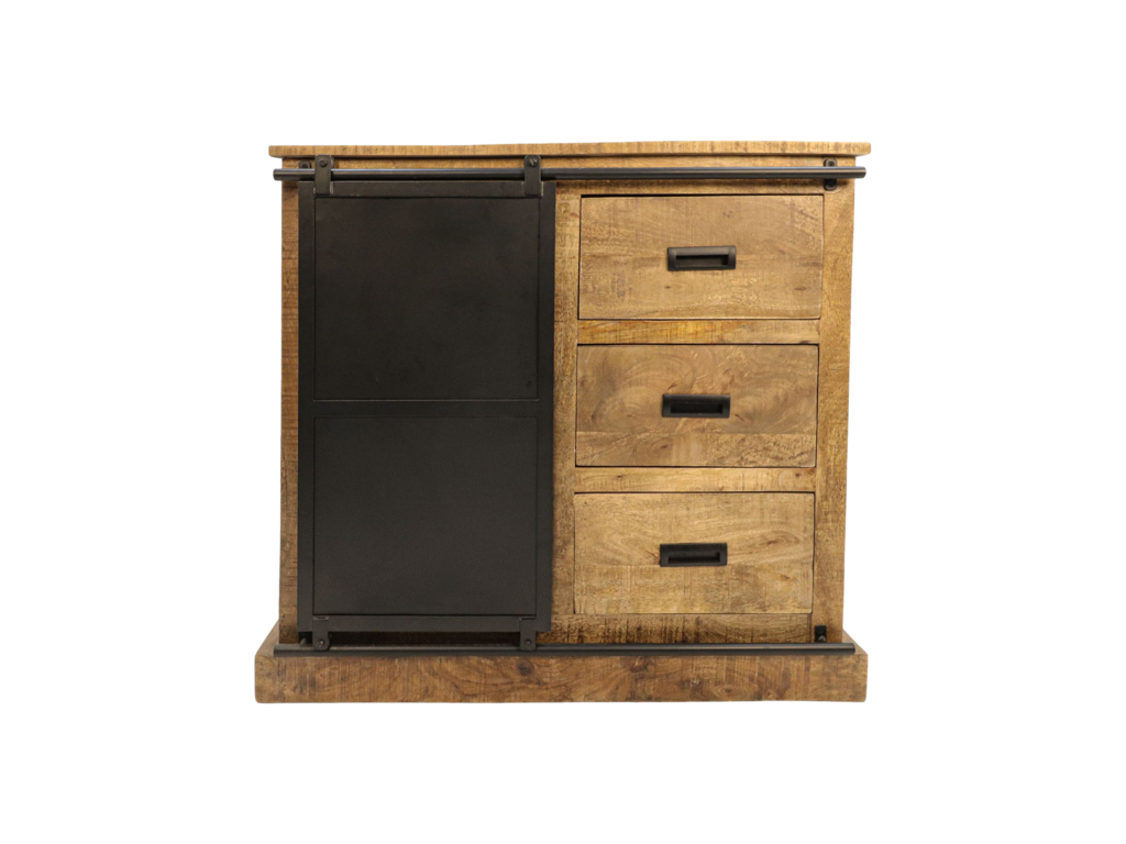 Sideboard Melbourne - 95x45x90 - Natur/Schwarz - Mangoholz/Metall