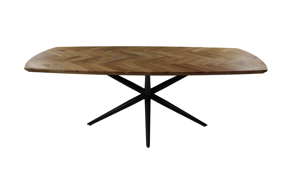 Tafel Fishbone Danish - 180x100x76 - Natur/Schwarz - Eiche/Metall