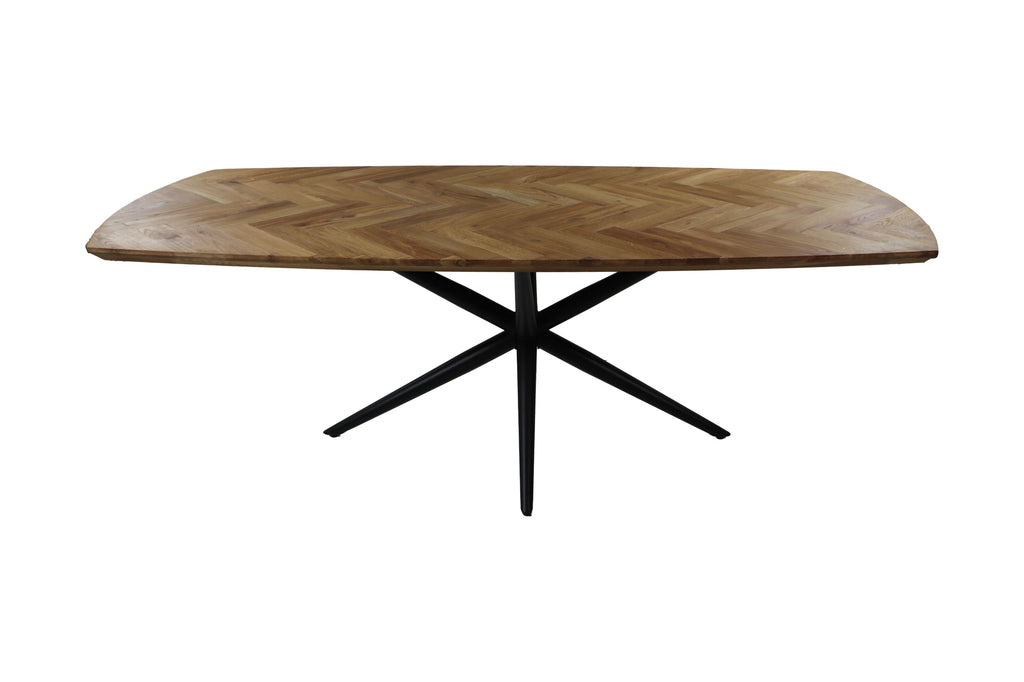 Tafel Fishbone Danish - 180x100x76 - Natur/Schwarz - Eiche/Metall