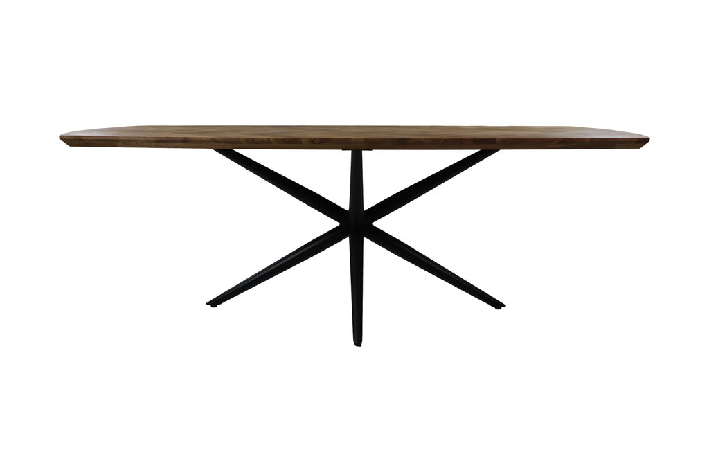 Tafel Fishbone Danish - 180x100x76 - Natur/Schwarz - Eiche/Metall