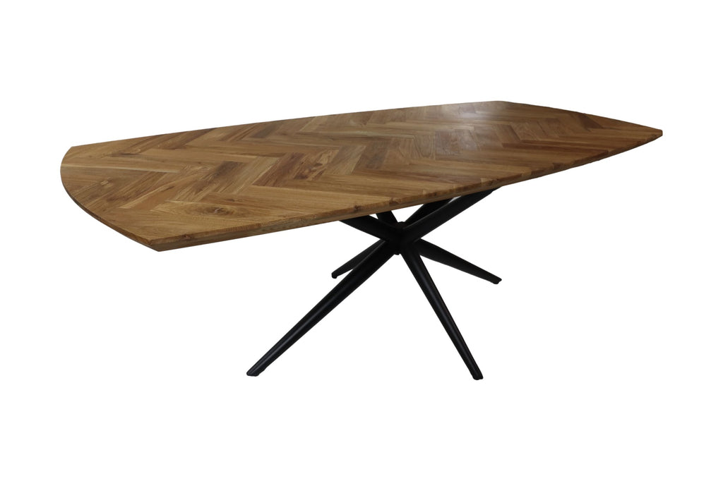 Tafel Fishbone Danish - 180x100x76 - Natur/Schwarz - Eiche/Metall