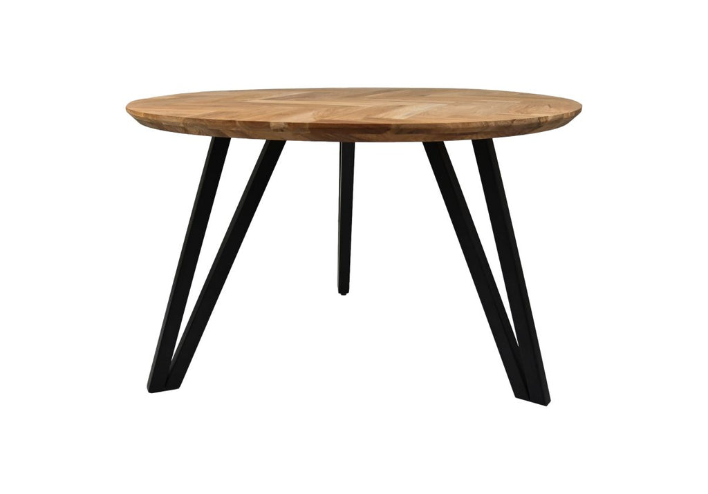 Tafel Fishbone Rond- ø100x76 - Natur/Schwarz - Eiche/Metall