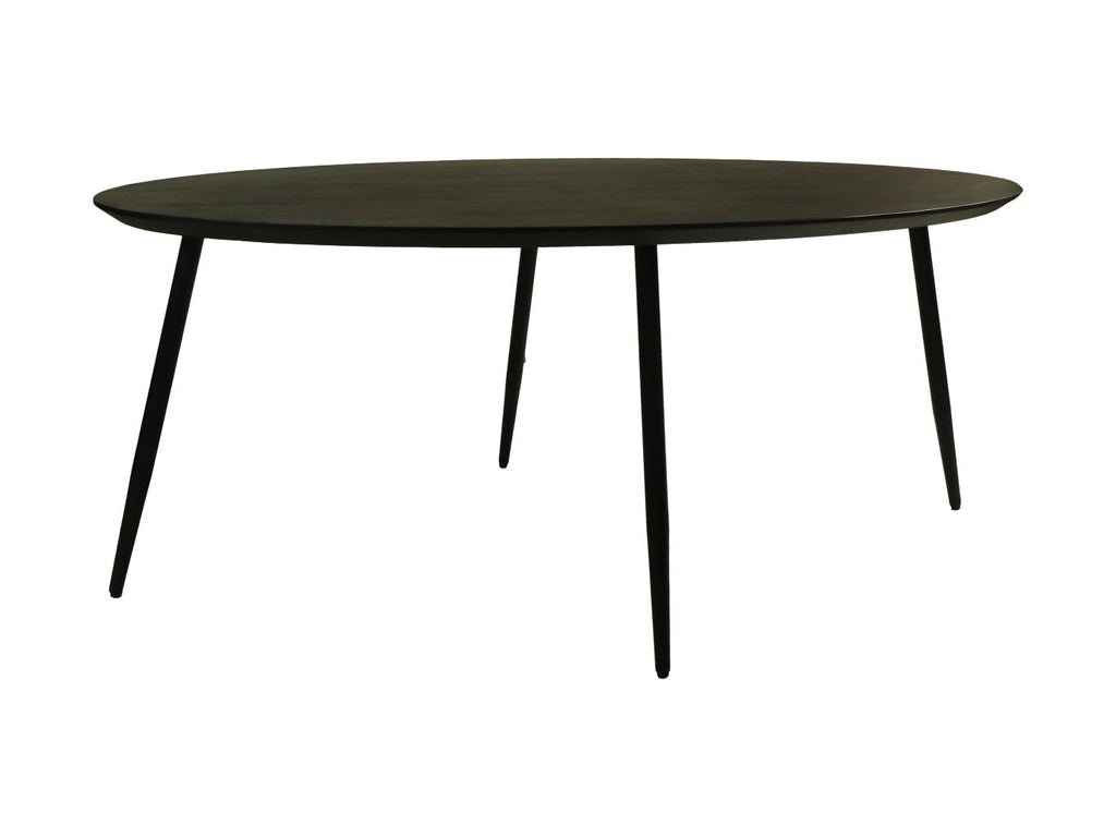 Tisch Zürich oval Schweizer Kante - 180x100x76 - Schwarz - Akazienholz/Metall