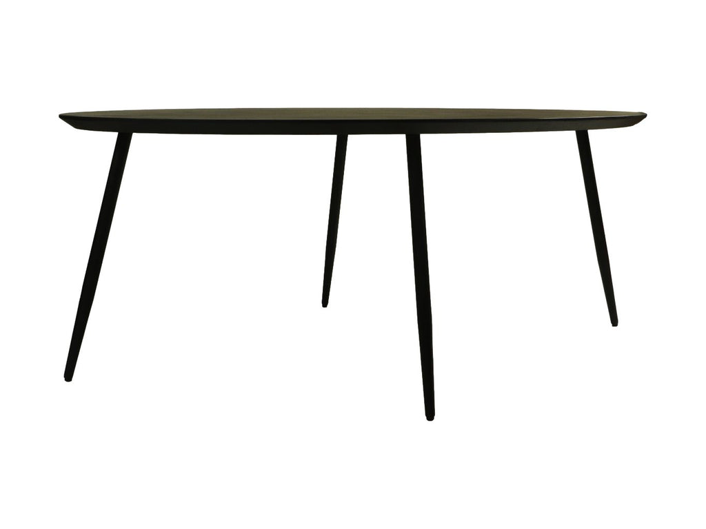 Tisch Zürich oval Schweizer Kante - 180x100x76 - Schwarz - Akazienholz/Metall