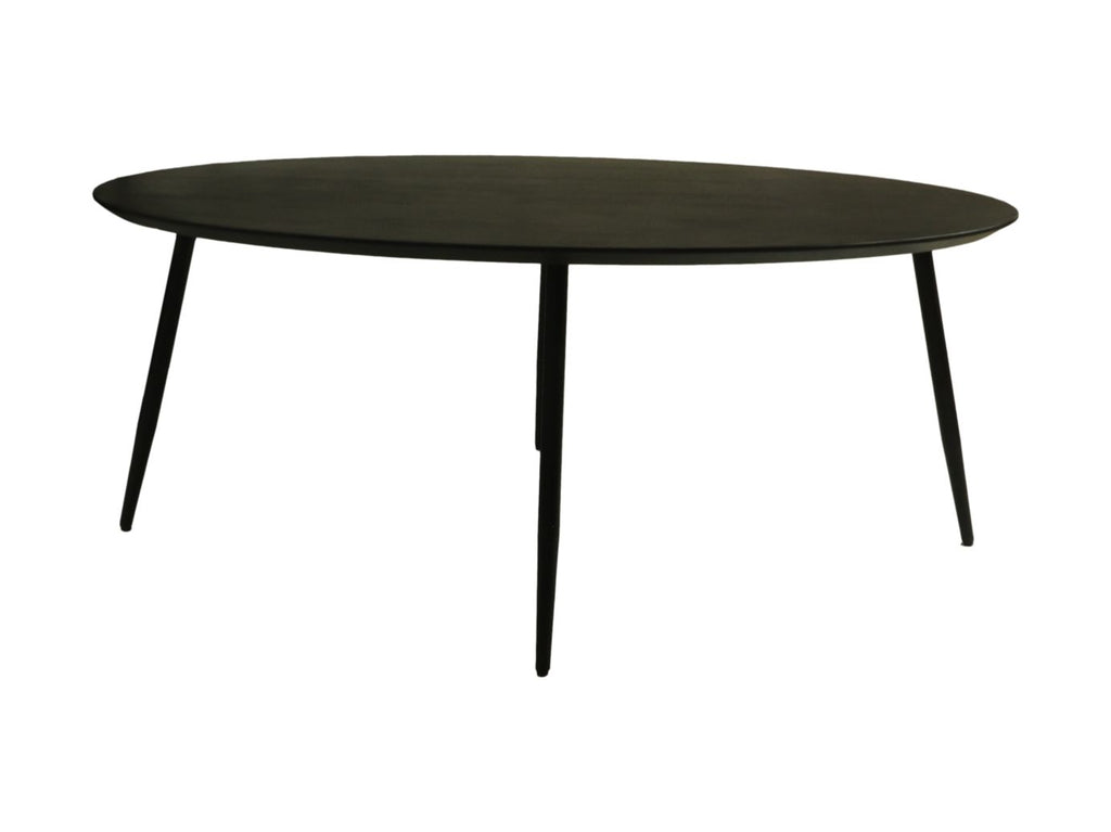 Tisch Zürich oval Schweizer Kante - 180x100x76 - Schwarz - Akazienholz/Metall