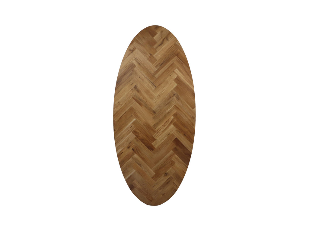 Tischplatte Fishbone Oval - 180x100x4 - Natur - Eiche