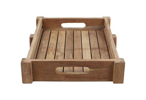 Tablett Teak Serviertablett - 30x40x7 - Natur - Teak